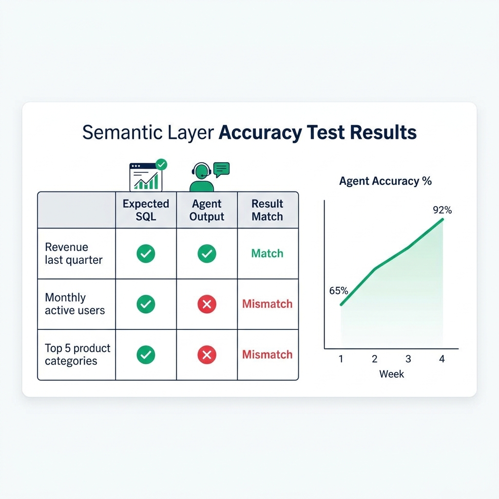 Semantic layer accuracy test suite results